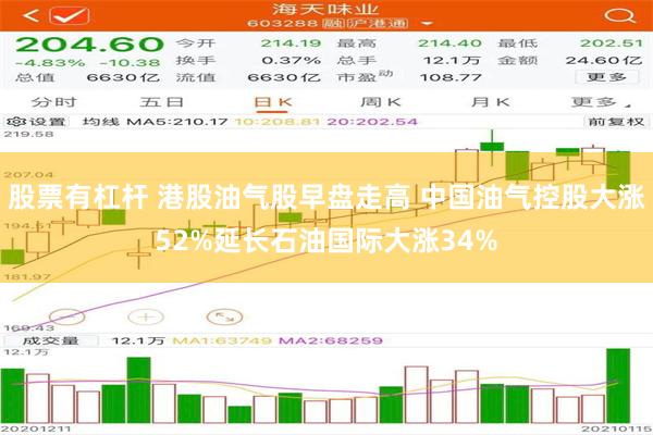 股票有杠杆 港股油气股早盘走高 中国油气控股大涨52%延长石油国际大涨34%